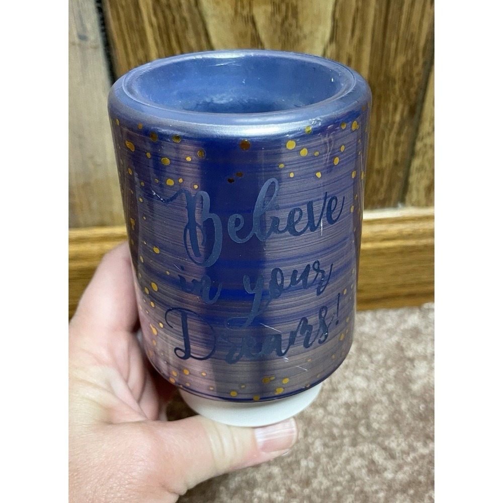 Scentsy Believe IN Your Dreams Mini Wall Wax Warmer Purple Pink Glass Quotes